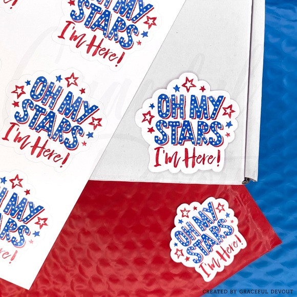 Oh My Stars I’m Here! - 2" (inches) Sticker (48ct.)  [GD77-48] - Picture 4 of 5